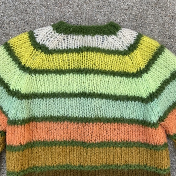 Vintage 50s 60s Mohair Cardigan Women Made in Italy Size 38 M/L Pastel Striped - Picture 9 of 9
